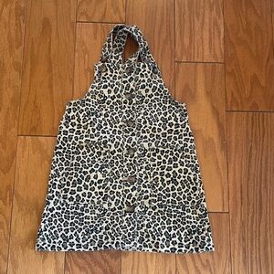 Wonder Nation Girls Leopard Print Pinafore Dress Size 5T Button Front Jumper